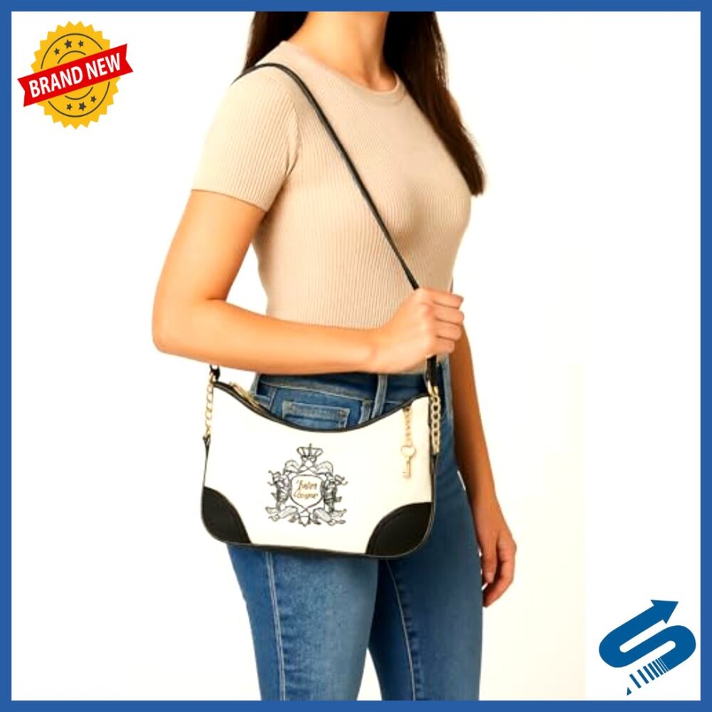 Velour Hobo Shoulder Bag with Gold Hardware, Zipper Closure, Spacious - Picture 2 of 4